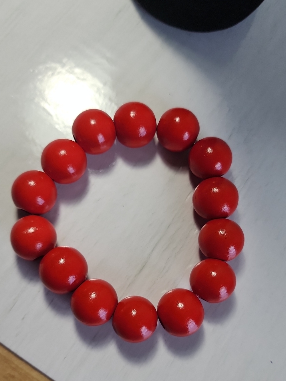 Red Beaded Stretch Bracelet - Women Jewelry - Picture 2 of 2